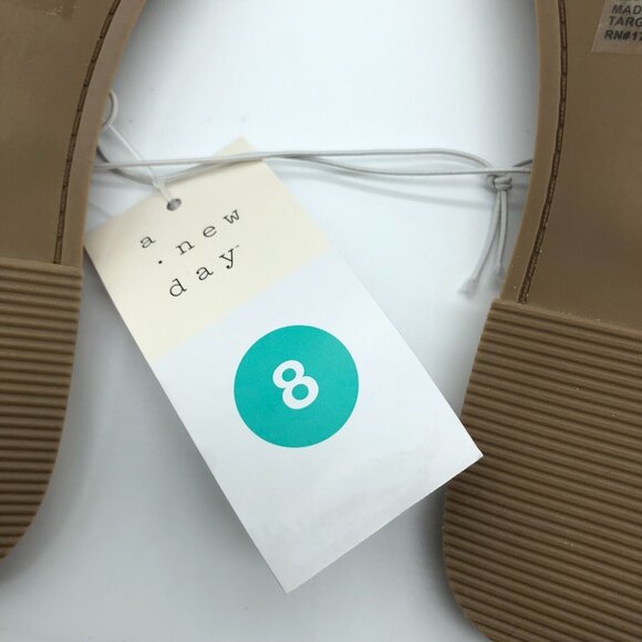 A New Day Wren Slide Sandals Triple Strap Square Toe Faux Leather Black Size 8 - Picture 5 of 5